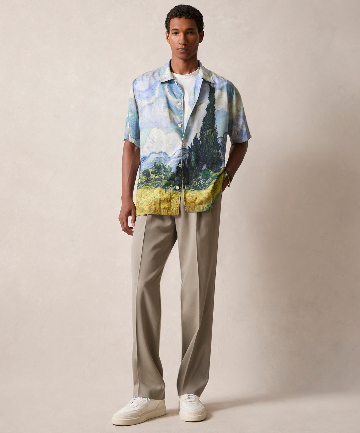 Todd Snyder x The Met Van Gogh Wheat Field With Cypresses Cabana Shirt