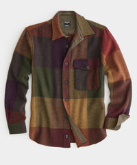 Color-Blocked Wool Plaid Utility Shirt
