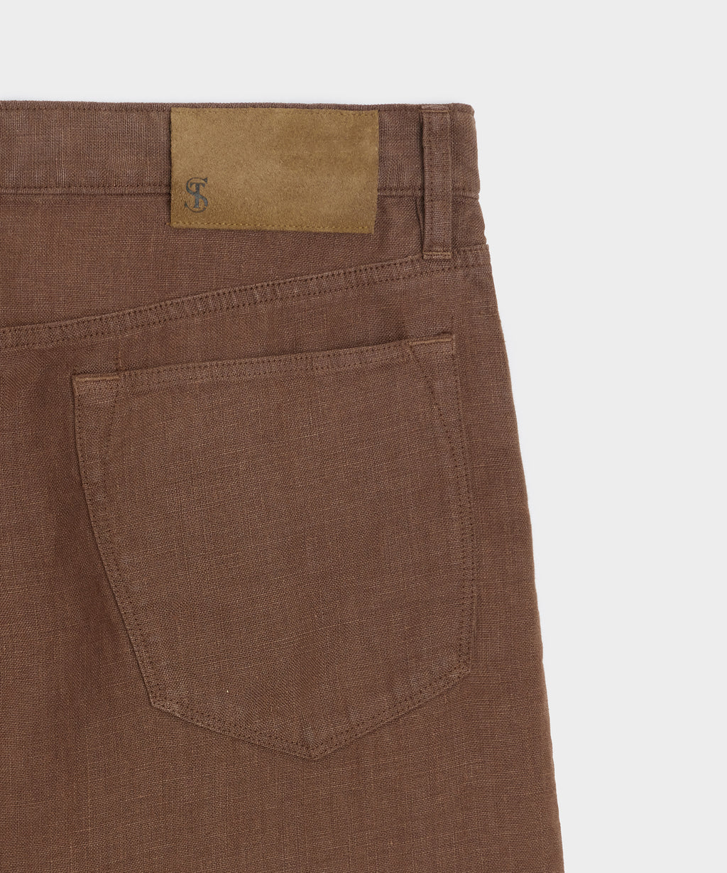 Straight Fit 5-Pocket Linen Pant