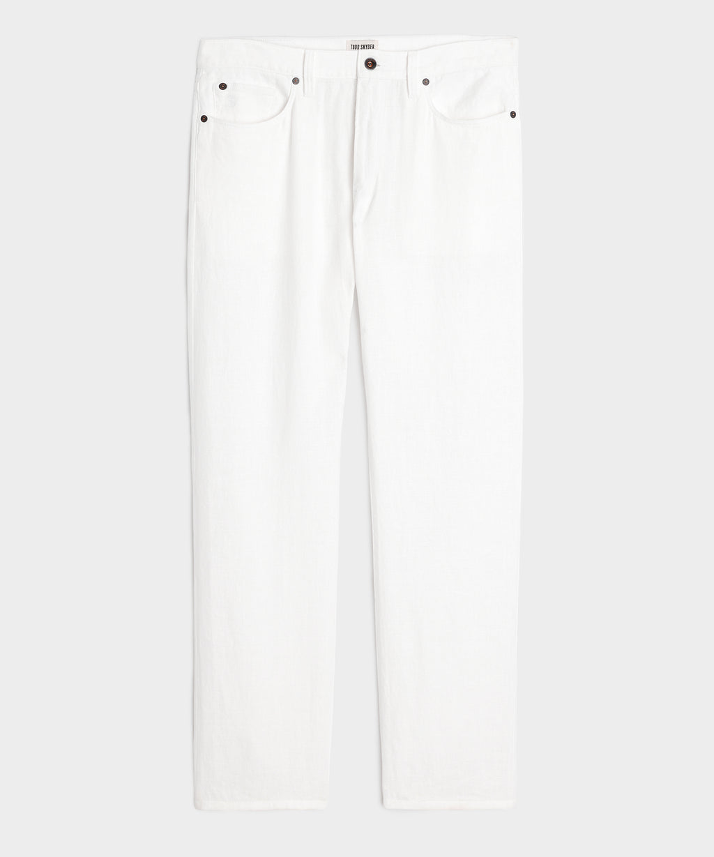 Straight Fit 5-Pocket Linen Pant