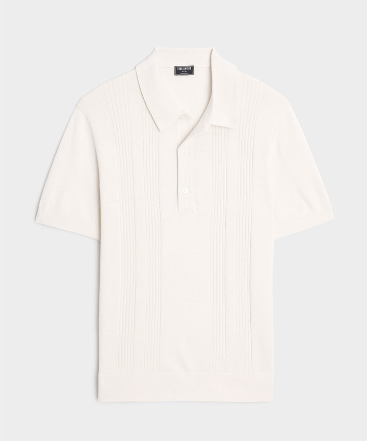 Silk-Cotton Ribbed Sweater Polo