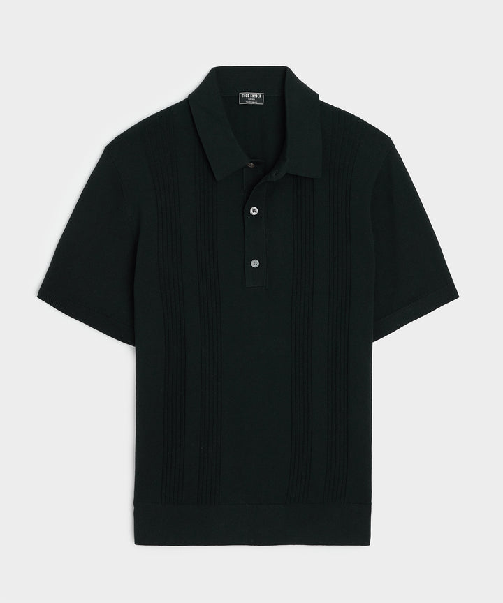 Silk-Cotton Ribbed Sweater Polo