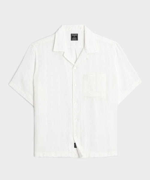 Cropped Linen Camp Collar Shirt in White – Todd Snyder