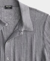 Linen Textured Stripe Full-Placket Polo in Vintage Pewter
