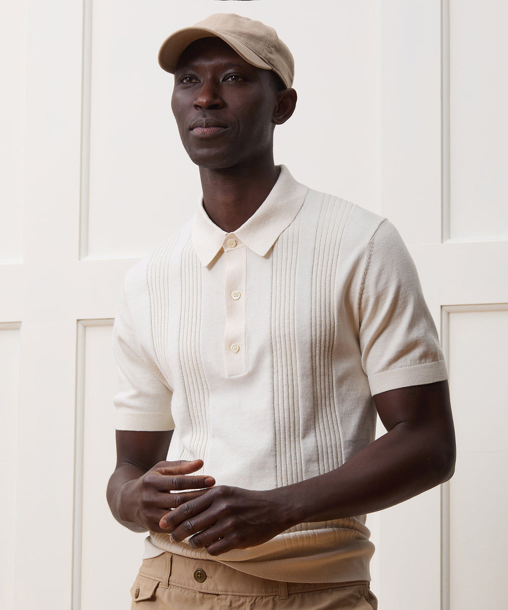 Silk-Cotton Ribbed Sweater Polo