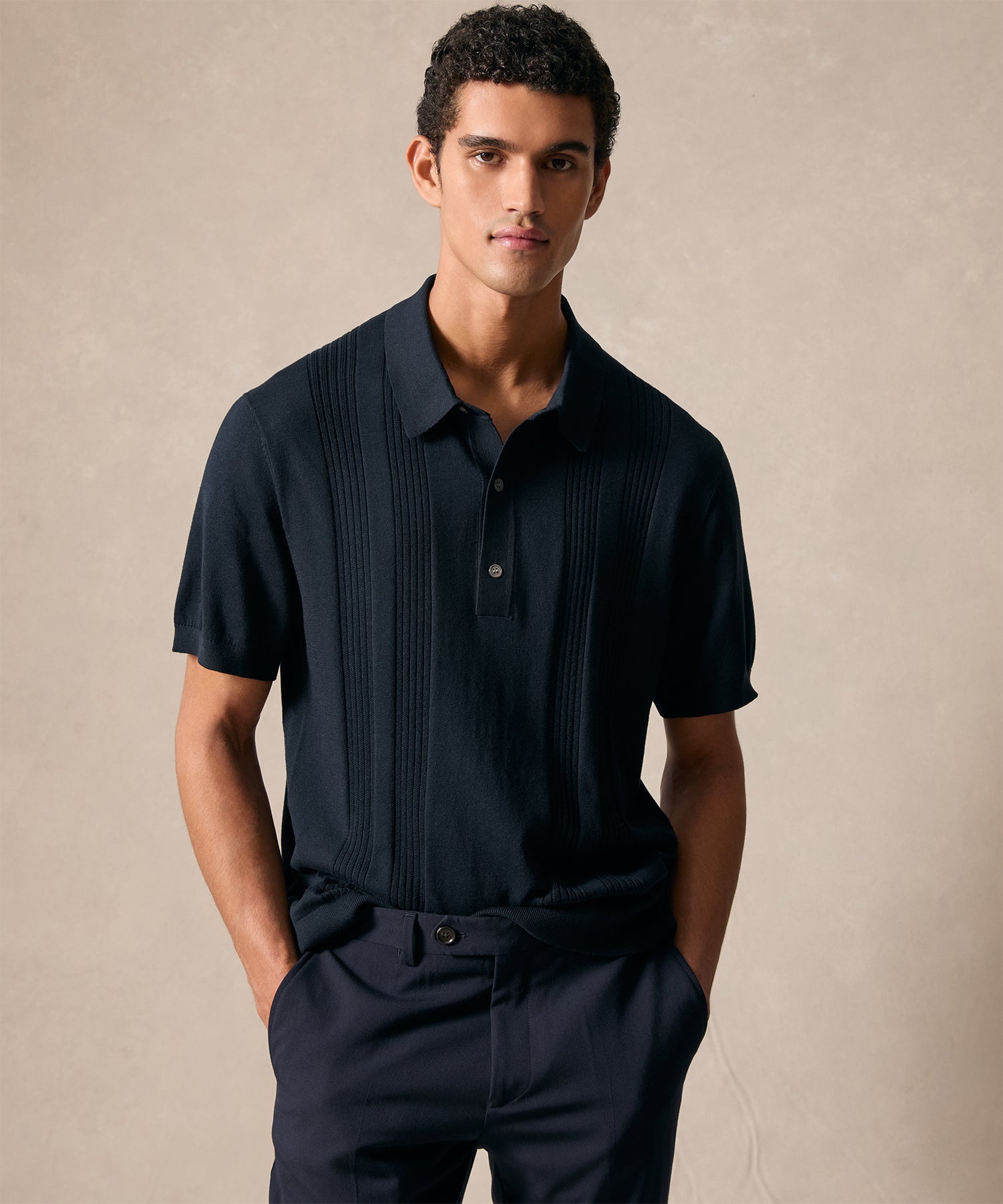 Silk-Cotton Ribbed Sweater Polo in Navy – Todd Snyder Silk-Cotton Ribbed Sweater Polo in Navy – Todd Snyder