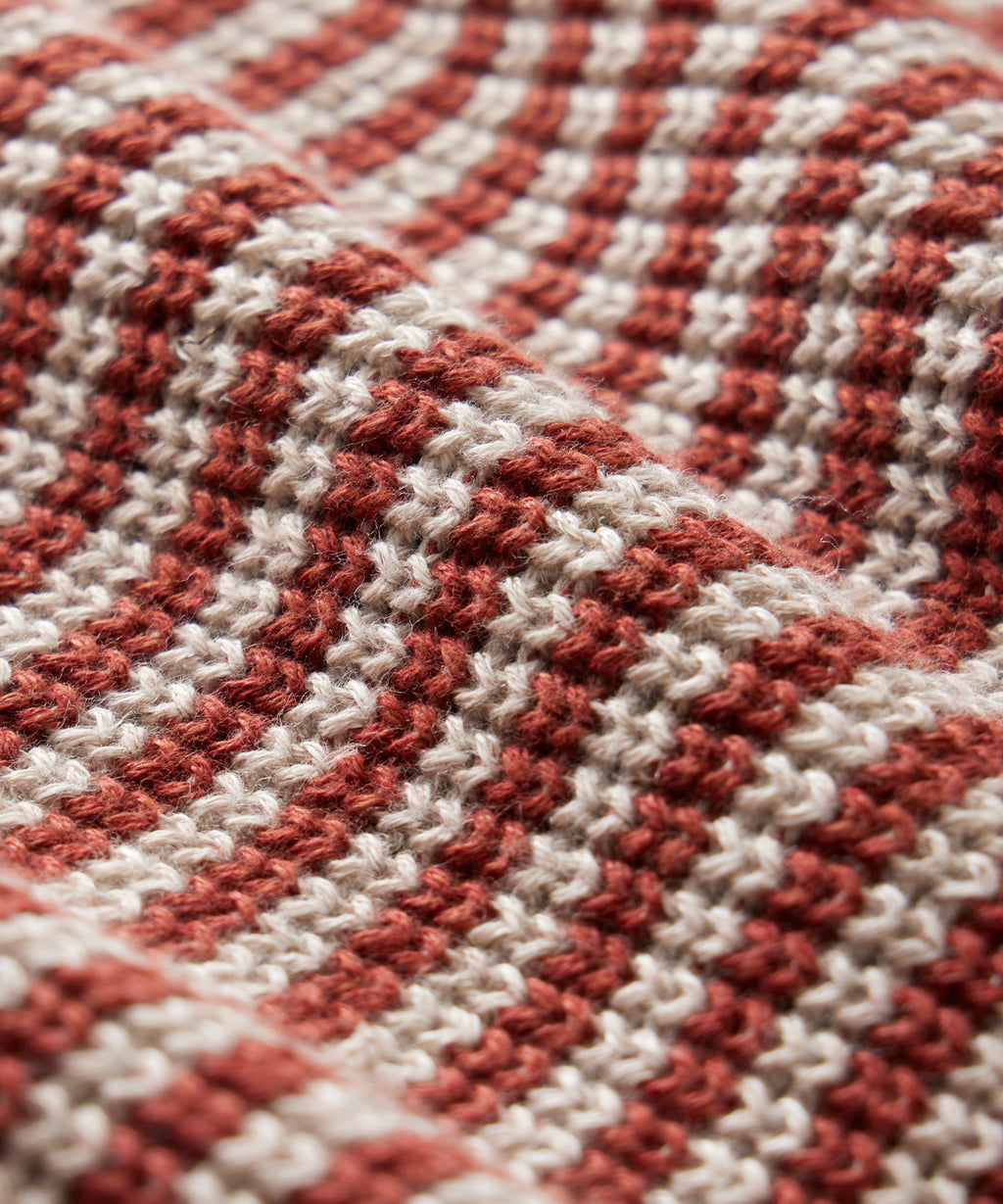 Linen-Cotton Crewneck in Barn Red