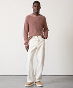 Linen-Cotton Crewneck in Barn Red