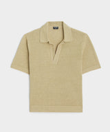 Relaxed Linen Stripe Montauk Polo in Sage