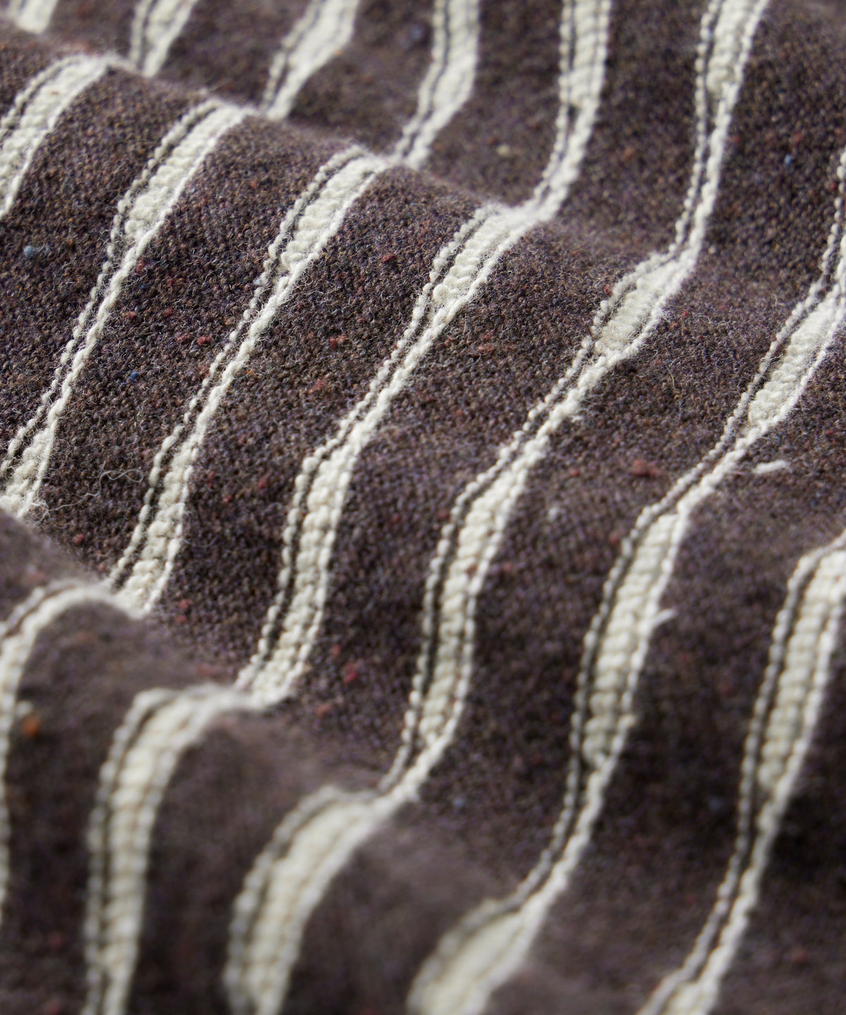 Wave Stripe Full-Placket Polo in Umber