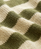 Linen Striped Crewneck in Olive