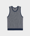 Silk-Cotton Waffle Stitch Muscle Tank in Navy