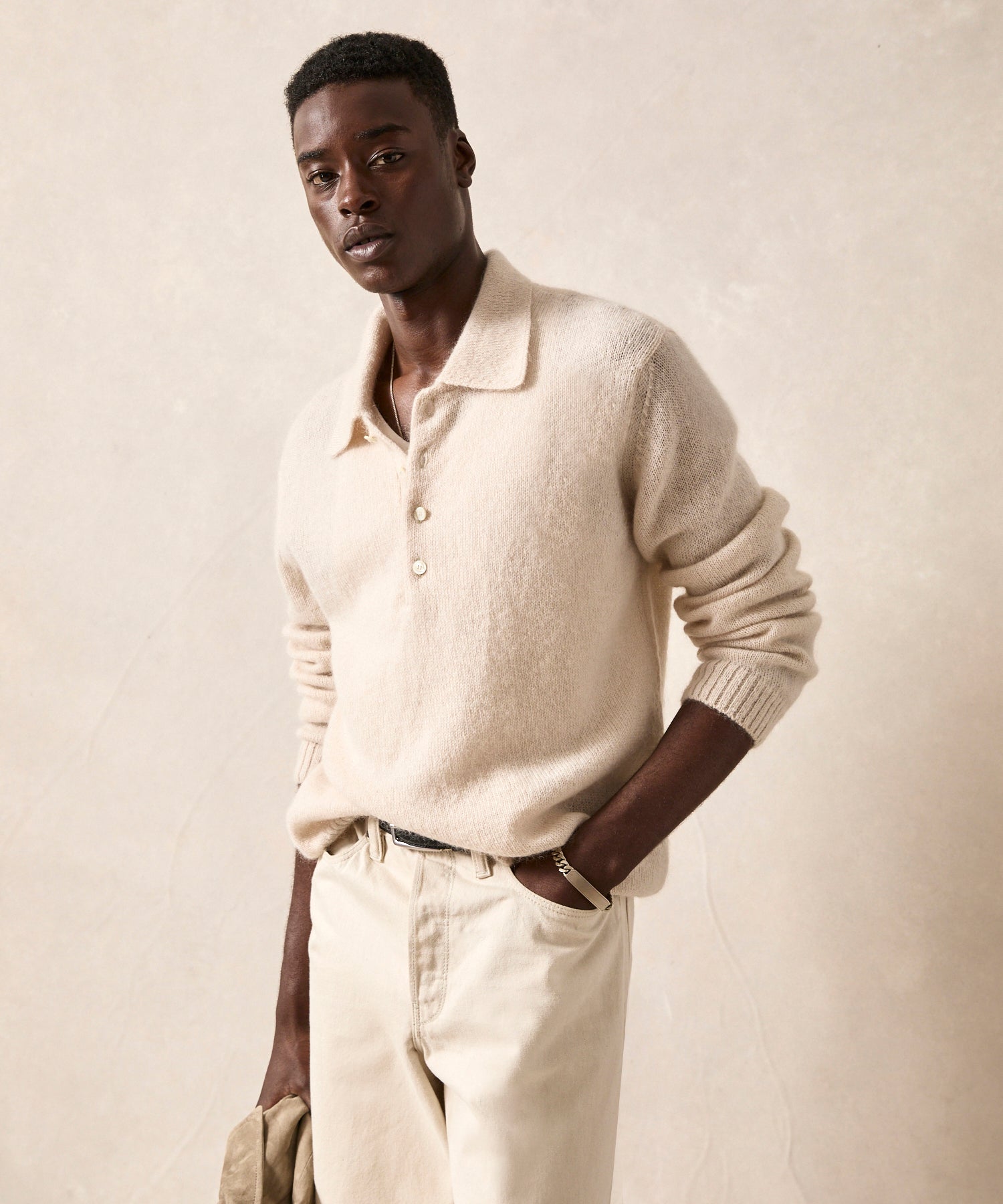 Relaxed Mohair Sweater Polo in Chalk – Todd Snyder