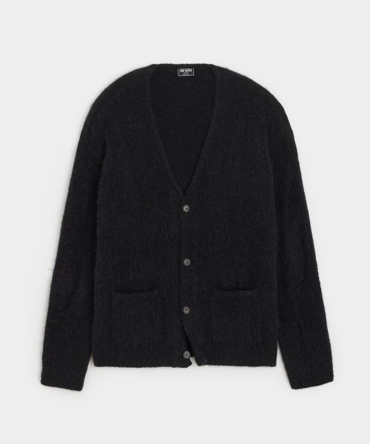 Brushed Alpaca Cardigan in Black
