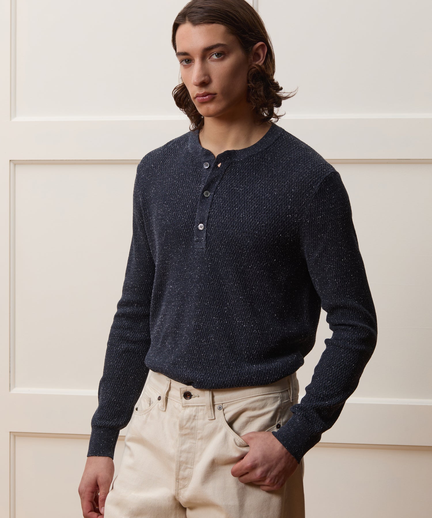 Silk Henley in Navy – Todd Snyder