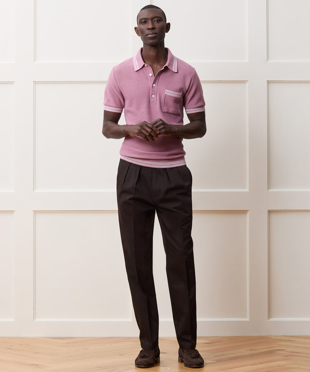 Tipped Waffle Sweater Polo