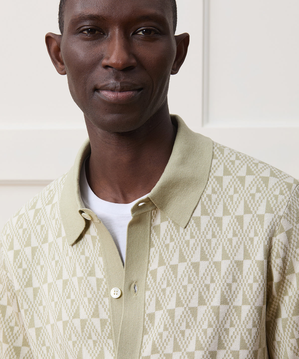 Silk-Cotton Full-Placket Sweater Polo