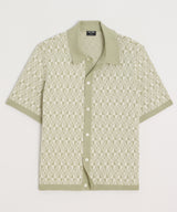 Silk-Cotton Full-Placket Sweater Polo