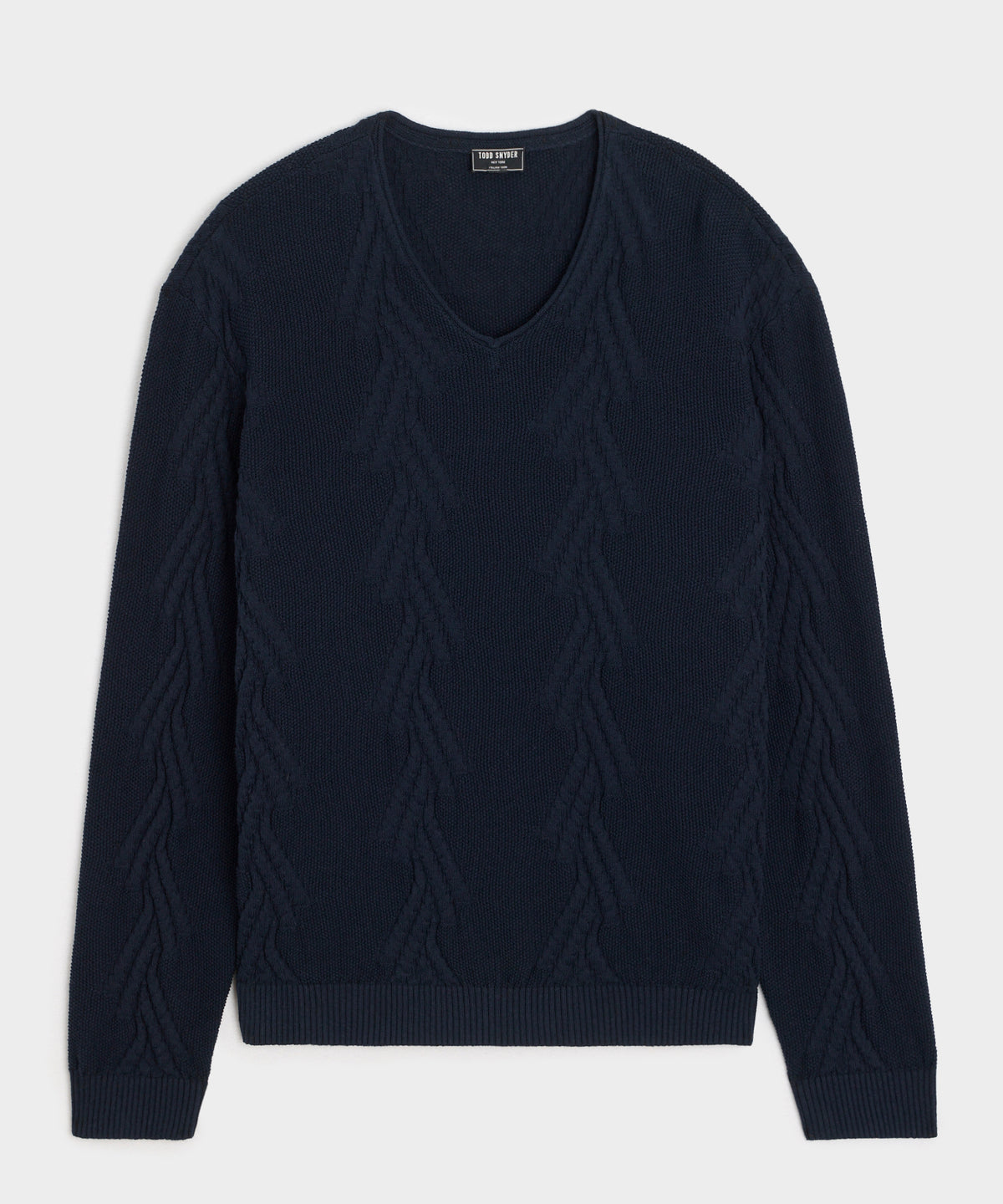 Cotton V-Neck Fisherman Sweater