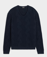 Cotton V-Neck Fisherman Sweater