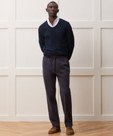 Cotton V-Neck Fisherman Sweater