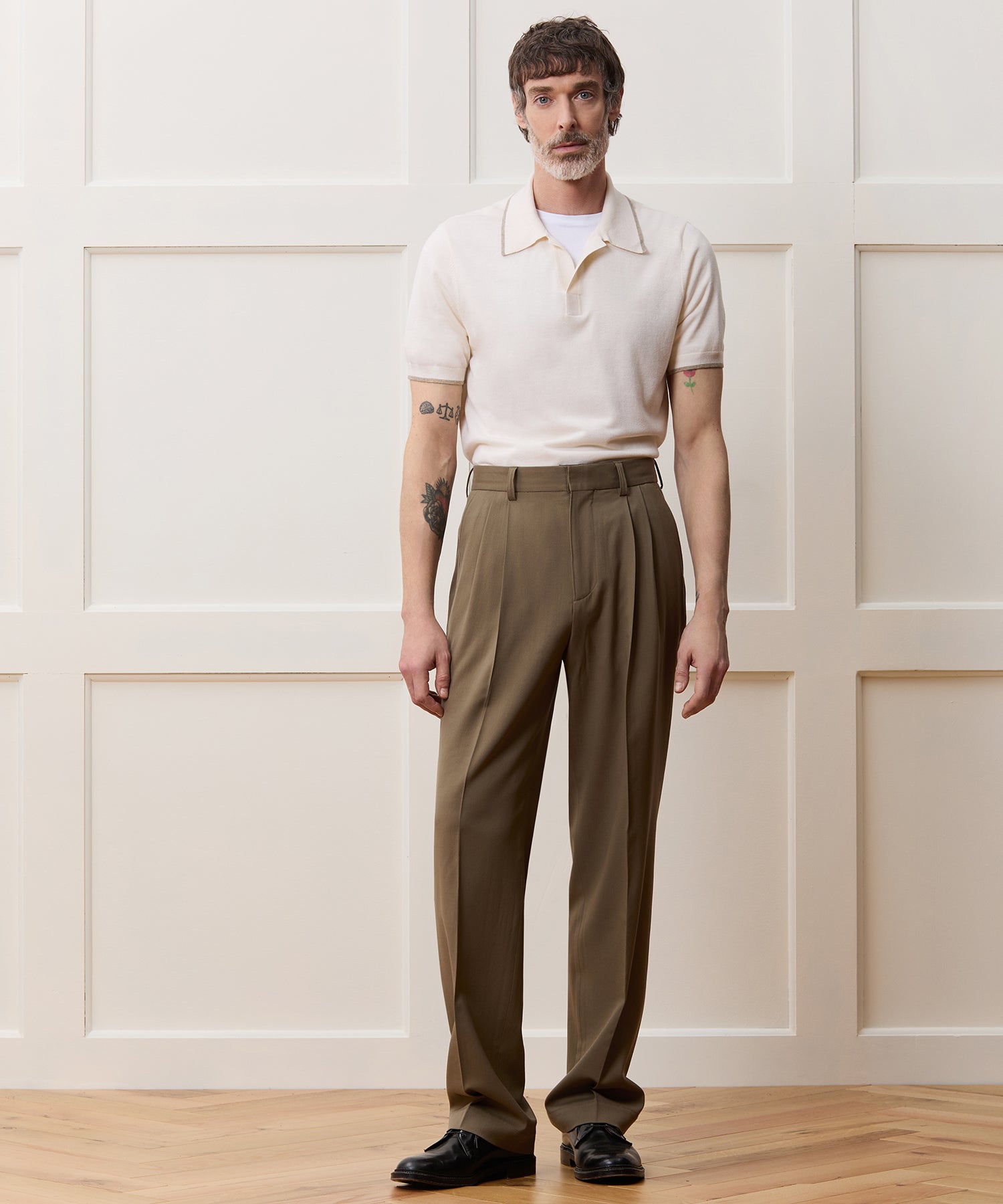 イチジルシク様【2点まとめ買い】POLO ラガーシャツ & フードロンT Silk-Cashmere Tipped Sweater Polo in Bisque – Todd Snyder