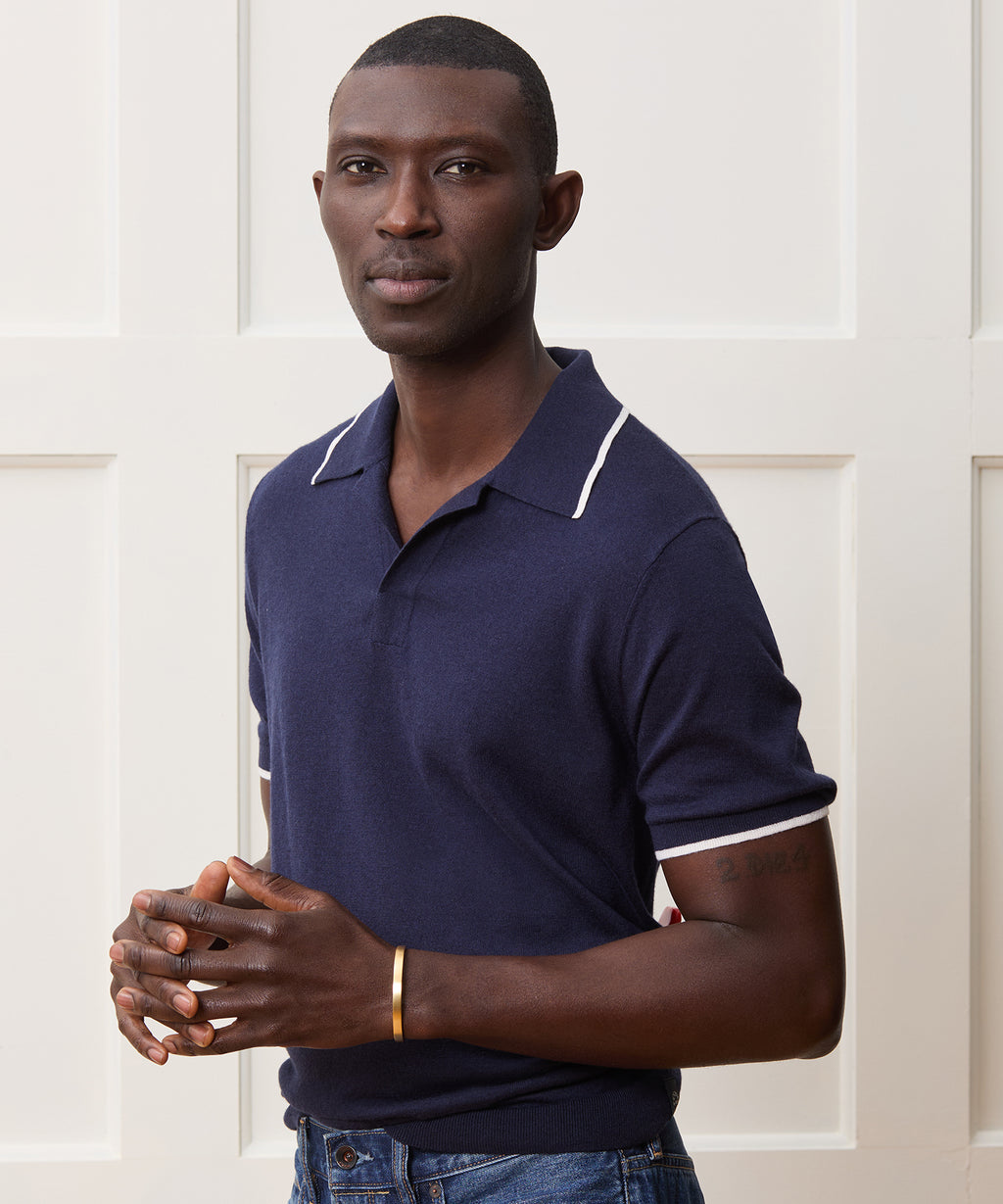 Silk-Cashmere Tipped Montauk Sweater Polo