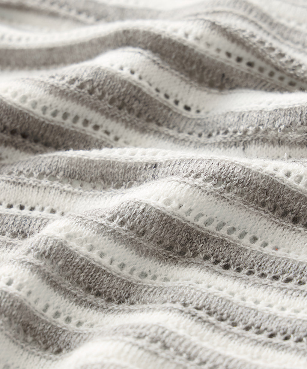Cropped Pointelle Linen Sweater Polo