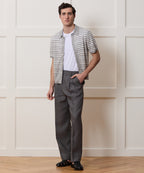 Cropped Pointelle Linen Sweater Polo