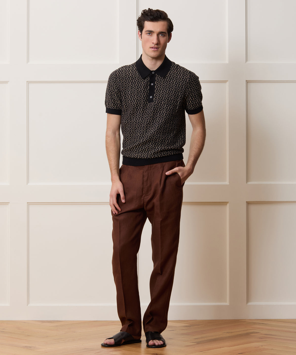 Linen-Cotton Sweater Polo