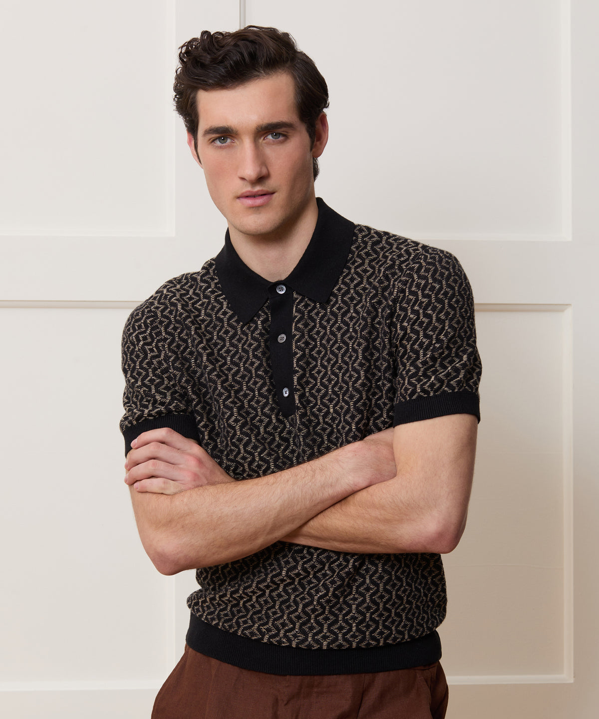 Linen-Cotton Sweater Polo