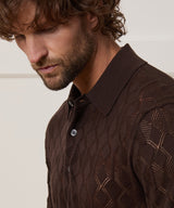 Silk-Cotton Diamond Sweater Polo