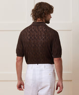 Silk-Cotton Diamond Sweater Polo