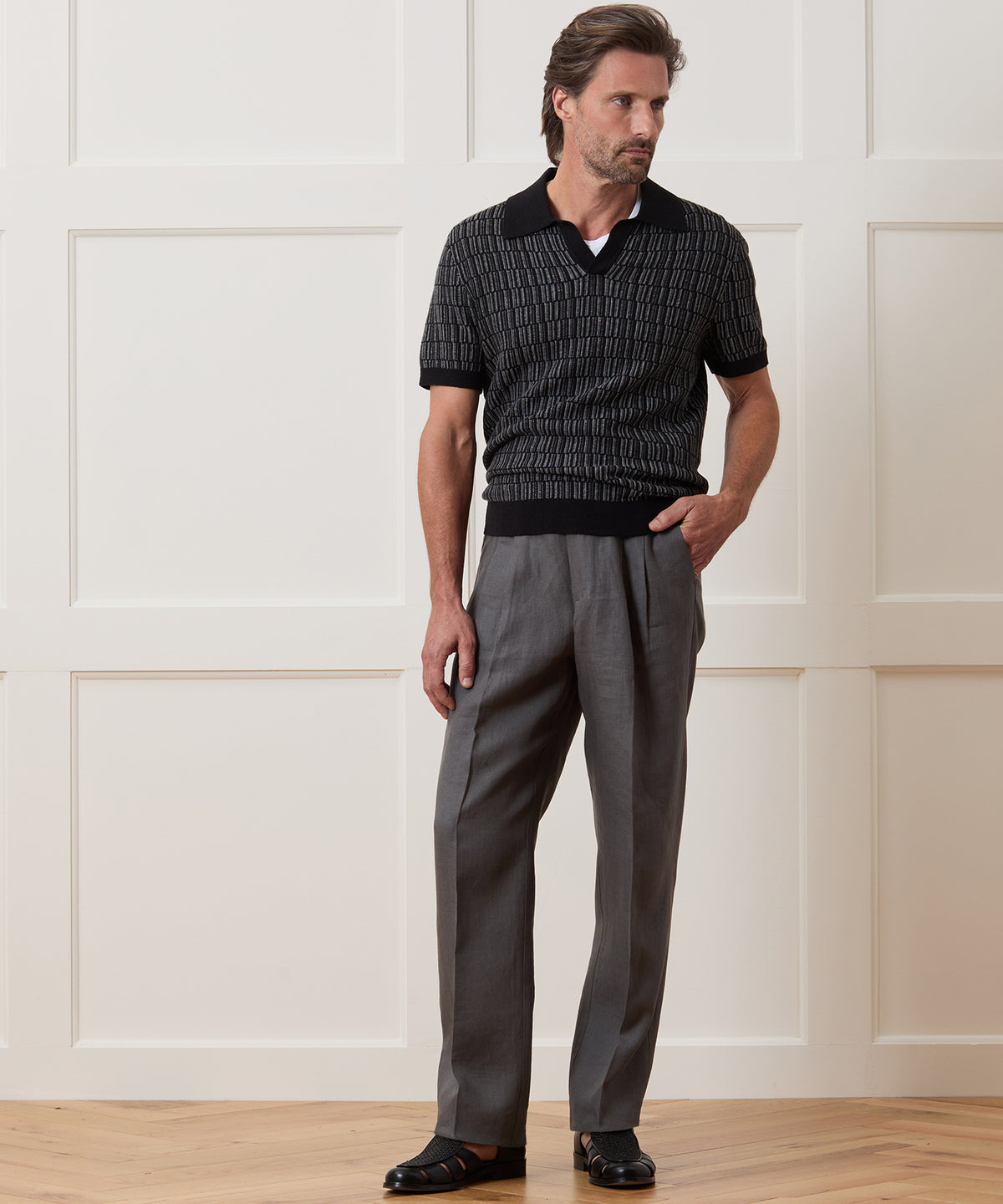 Linen Patterned Montauk Sweater Polo