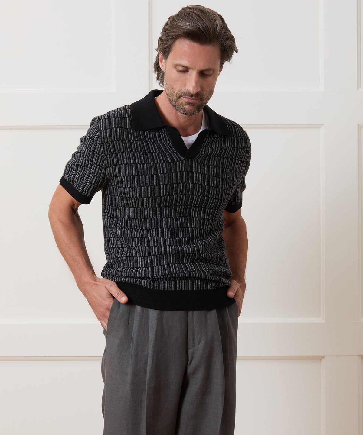 Linen Patterned Montauk Sweater Polo