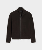 MERINO FULL ZIP SWEATER-Brown