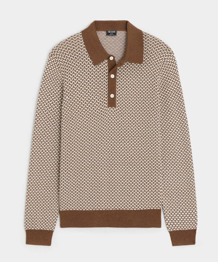 Silk-Cotton Geo Sweater Polo