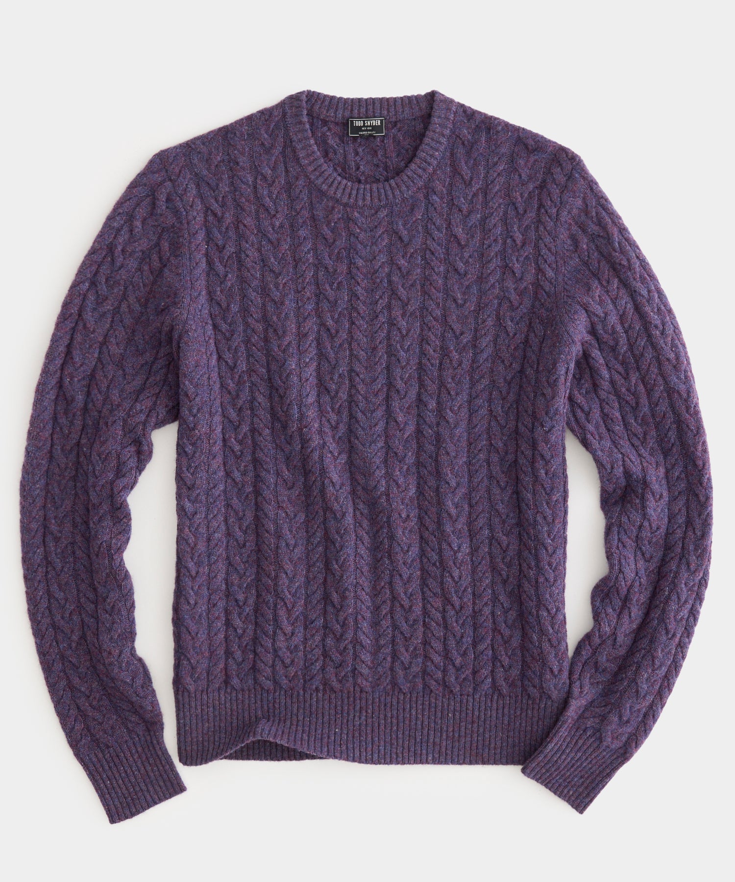 Lambswool Cable Crew in Purple Grape
