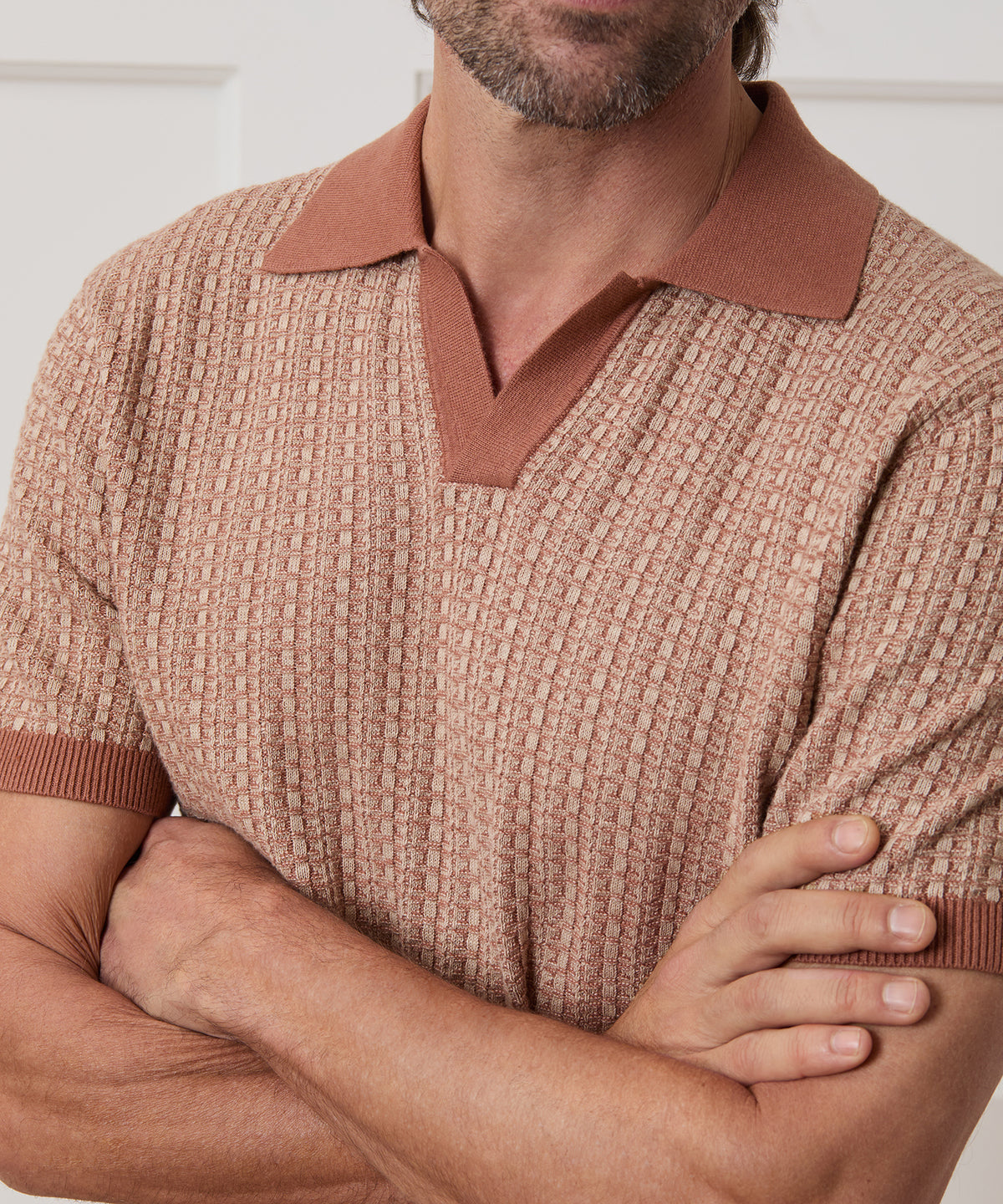 Linen Geometric Montauk Sweater Polo