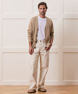 Relaxed Linen-Cotton Ribbed Cardigan