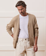 Relaxed Linen-Cotton Ribbed Cardigan