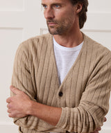 Relaxed Linen-Cotton Ribbed Cardigan