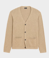 Relaxed Linen-Cotton Ribbed Cardigan