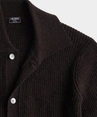 Wool Sweater Jacket In Espresso Bean