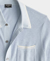 Micro Mesh Tipped Full-Placket Polo in Steel Blue