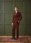 Italian Corduroy Sutton Suit Jacket in Rust