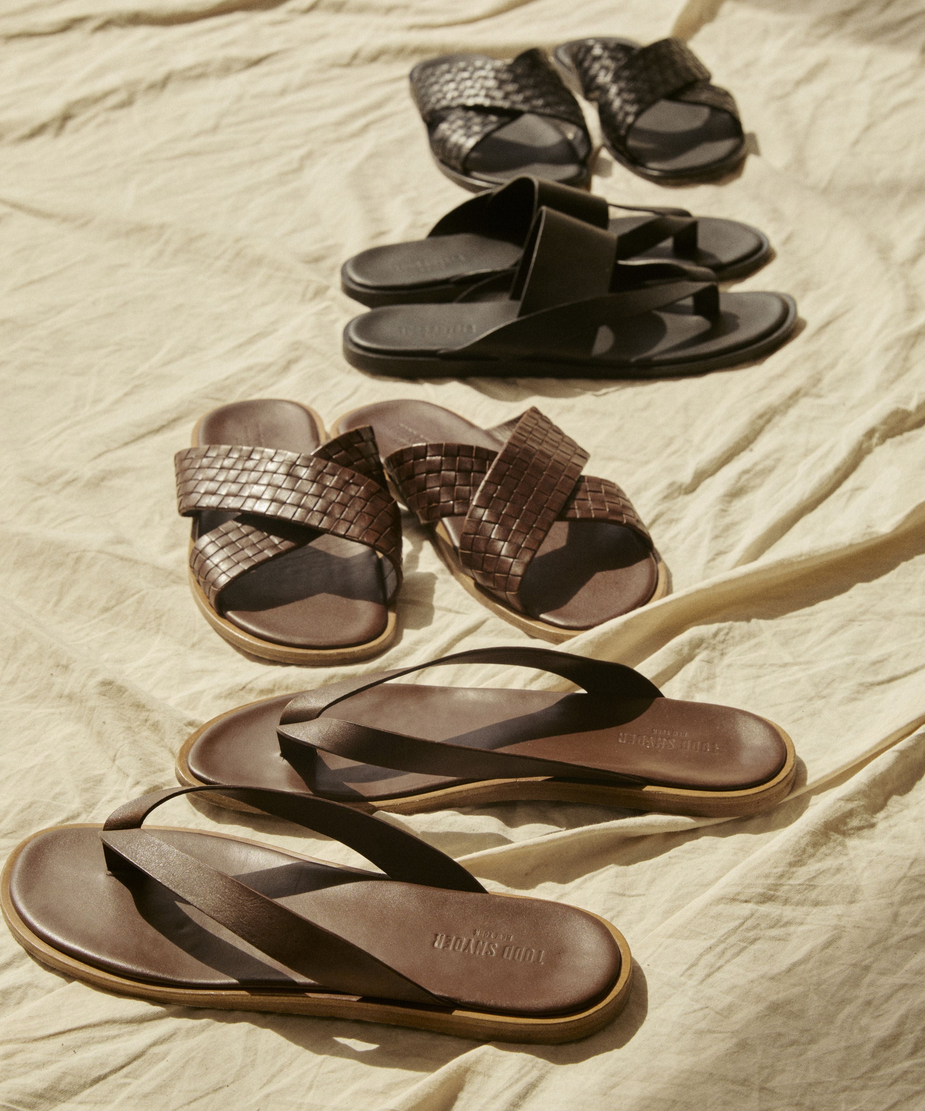 Porto Leather Thong Sandal in Brown – Todd Snyder