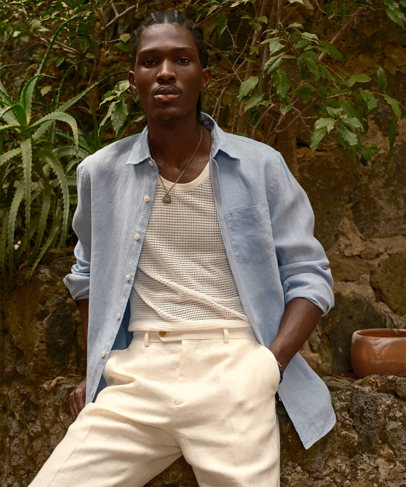 Sea Soft Irish Linen Point Collar Shirt