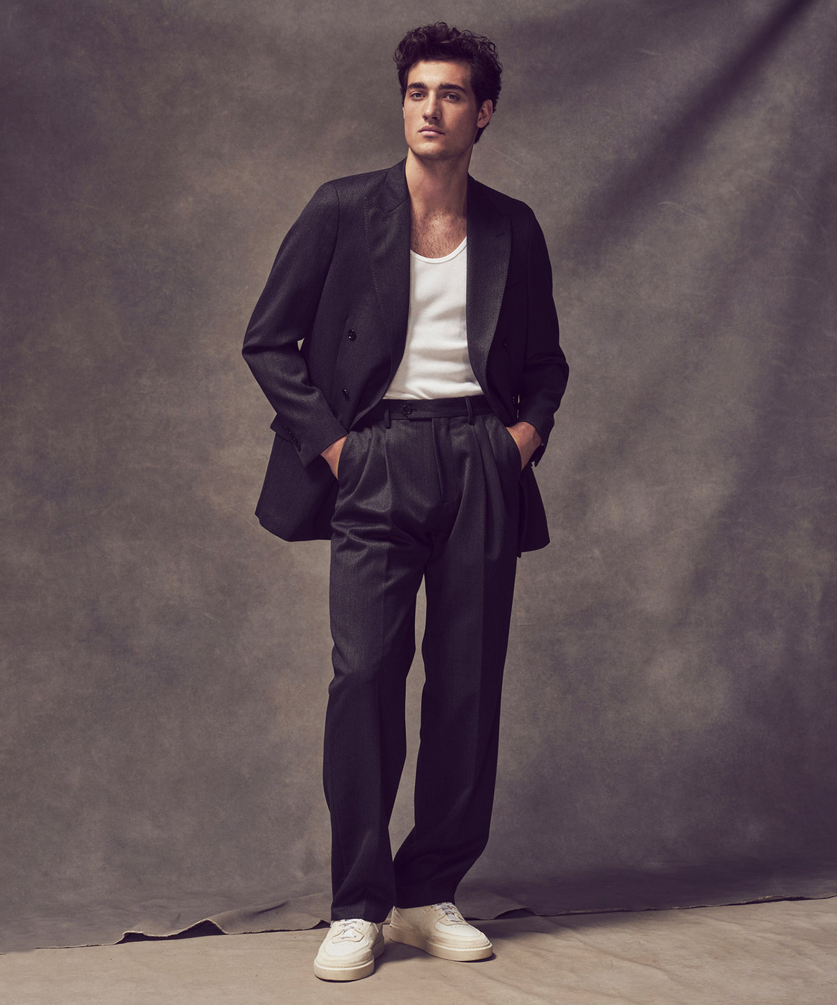 Italian Cavalry Twill Wythe Jacket in Charcoal