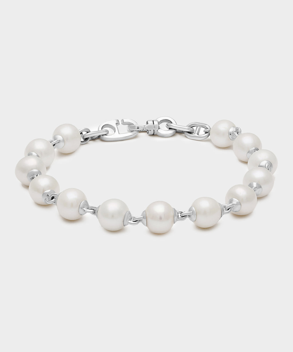 Maor Sterling Silver Consi Bracelet with White Pearls